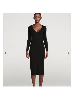 Vince Black Classic Long Sleeve Knit V-Neck Dress size Extra Large